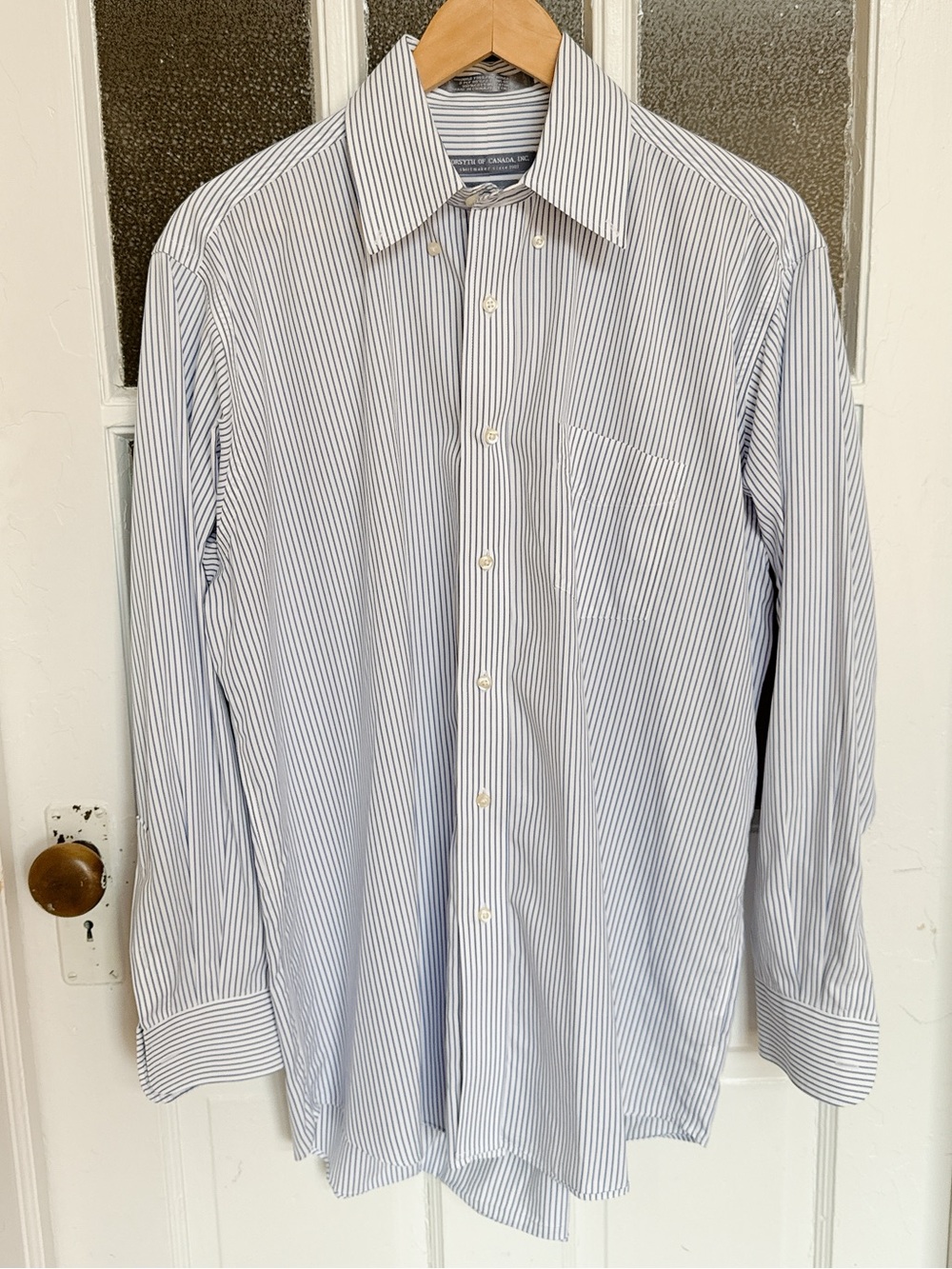 Forsyth of Canada Men’s 15.5 32/33 Wrinkle Free Blue Stripe Dress Shirt
